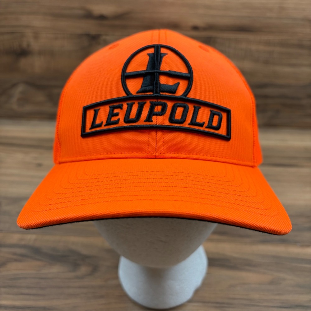 Leupold Safety Hunting Mens Snap Back Trucker Hat Blaze Orange Mesh Cap OSFM